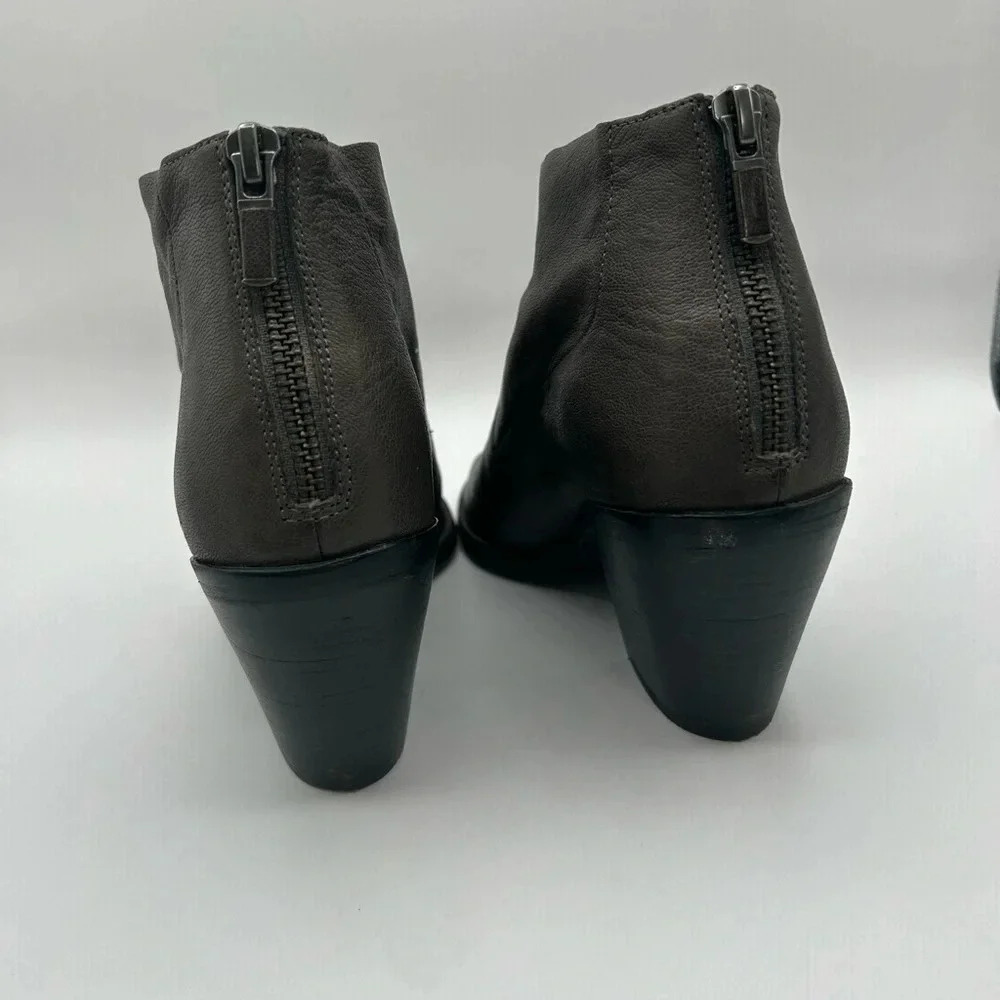 EILEEN FISHER 'Ink' Open Toe Block Heel Bootie  Sandal Gray Leather Size 7 - Picture 12 of 15